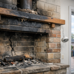 Fireplace emitting smoke showing potential safety concerns